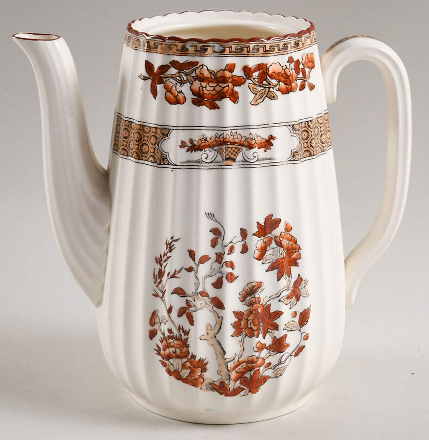 Indian Tree (Orange Rust, Scallop, Red Trim) Mini Coffee Pot No Lid by Spode-1