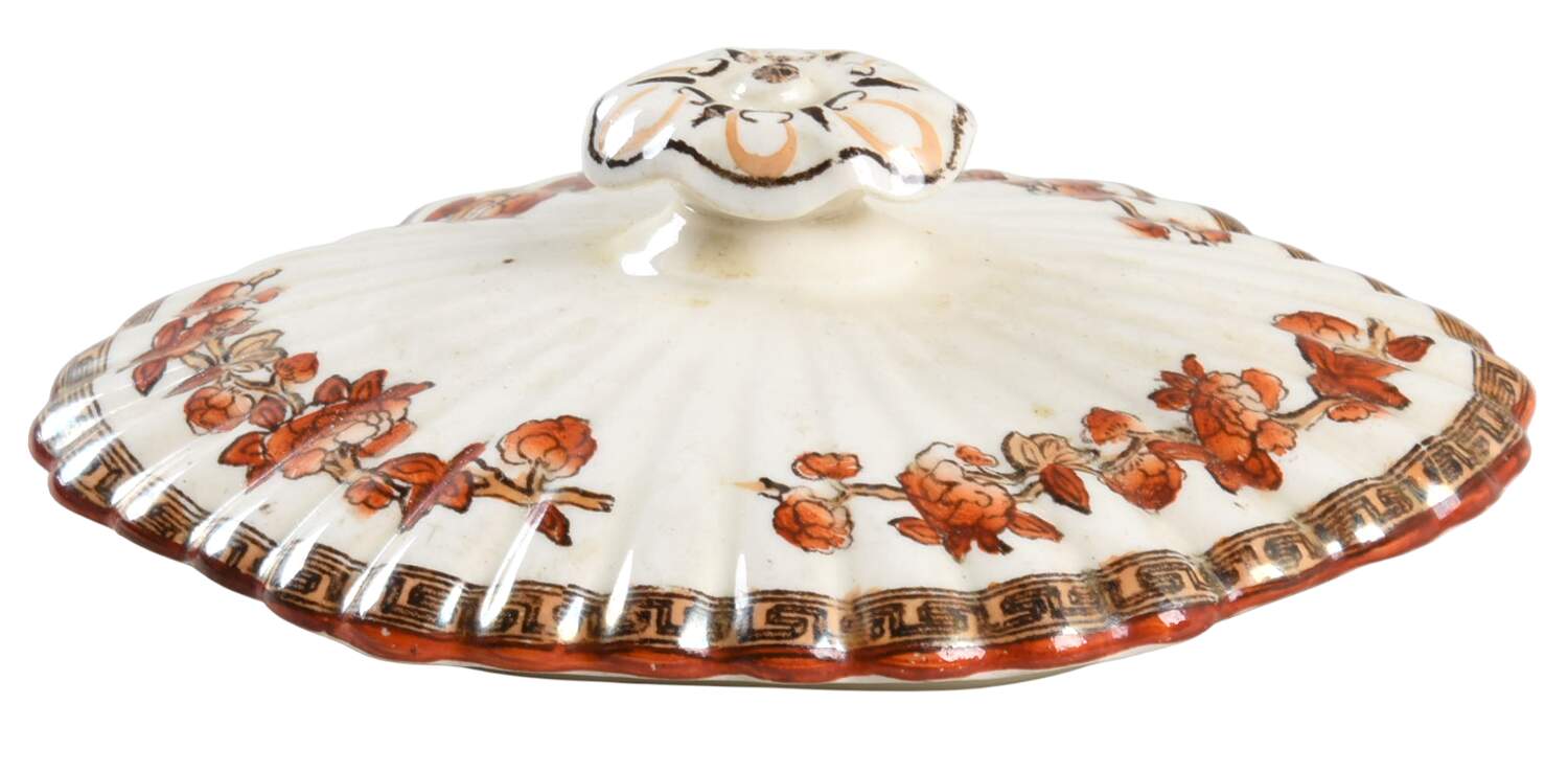 Indian Tree (Orange Rust, Scallop, Red Trim) Lid for Mini Sugar Bowl by Spode-1