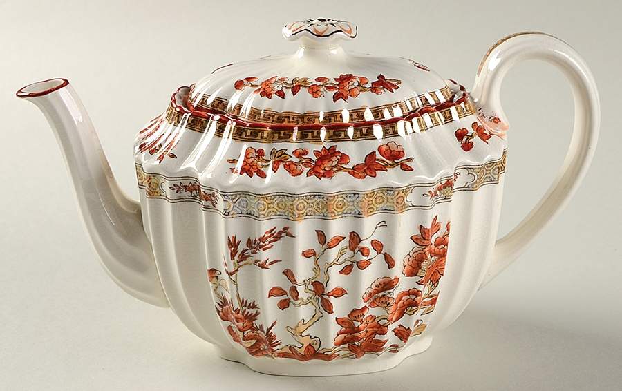Indian Tree (Orange Rust, Scallop, Red Trim) Mini Teapot & Lid by Spode-1