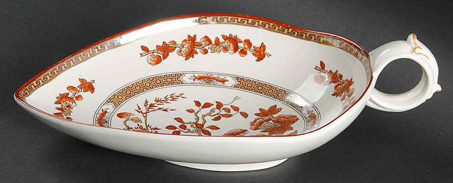 Indian Tree (Orange Rust, Scallop, Red Trim) 1 Handle Bon Bon by Spode-1