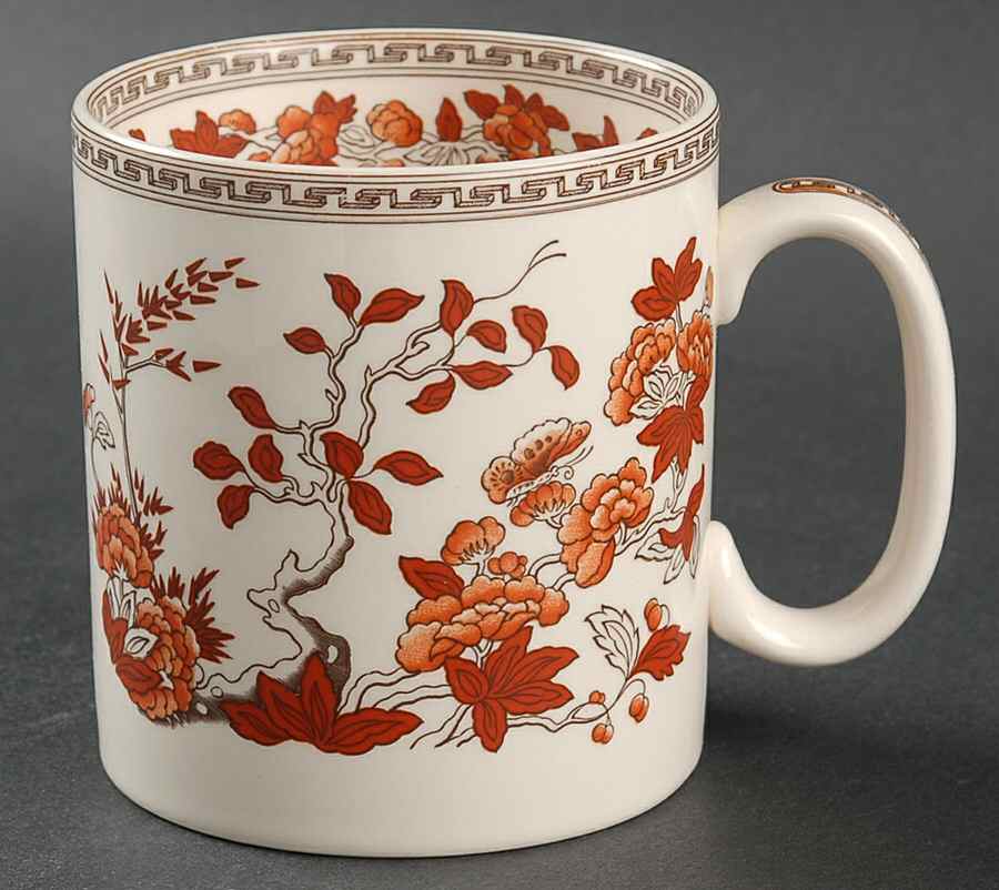 Indian Tree (Orange Rust, Scallop, Red Trim) Mug by Spode-1