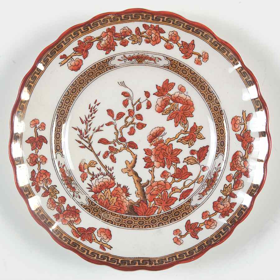 Indian Tree (Orange Rust, Scallop, Red Trim) Small Bread & Butter Plate by Spode-1