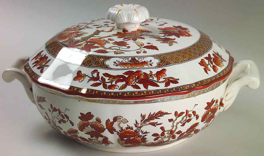 Indian Tree (Orange Rust, Scallop, Red Trim) Mini Round Covered Vegetable by Spode-1