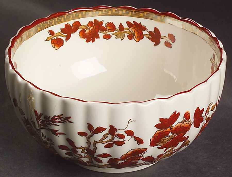 Indian Tree (Orange Rust, Scallop, Red Trim) Cranberry Bowl by Spode-1