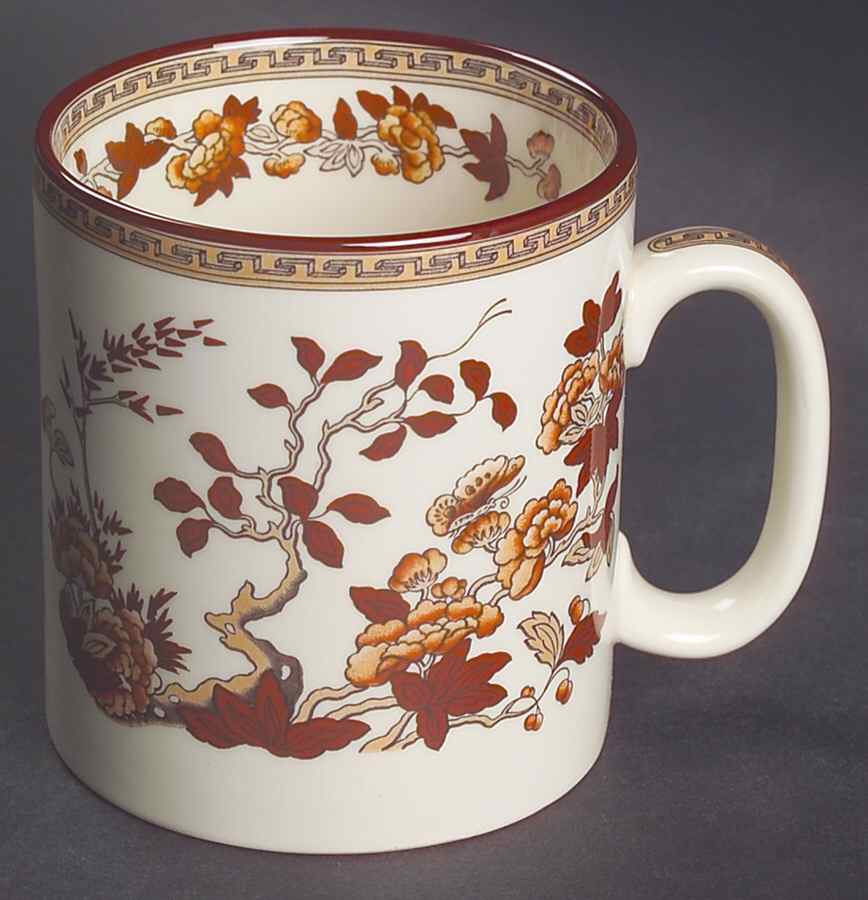 Indian Tree (Orange Rust, Scallop, Red Trim) Mug by Spode-1