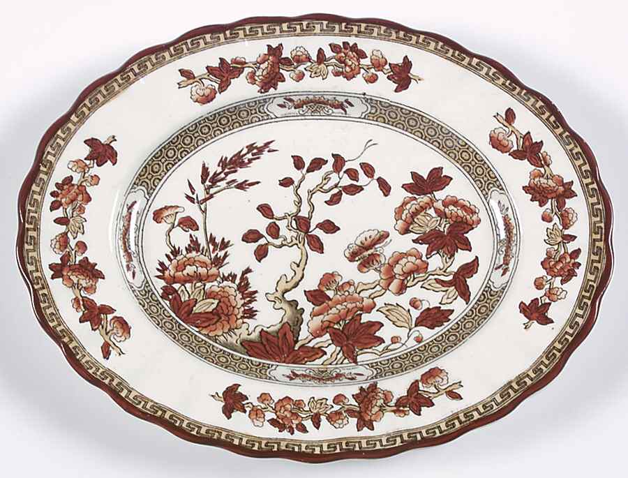 Indian Tree (Orange Rust, Scallop, Red Trim) Relish/Gravy Underplate by Spode-1