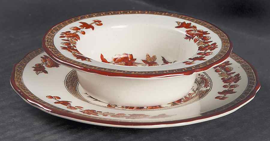 Indian Tree (Orange Rust, Scallop, Red Trim) Ramekin & Saucer Set by Spode-1