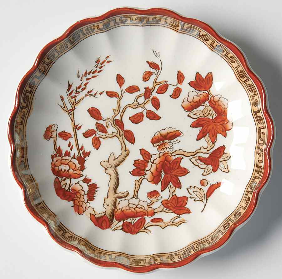 Indian Tree (Orange Rust, Scallop, Red Trim) Butter Pat by Spode-1