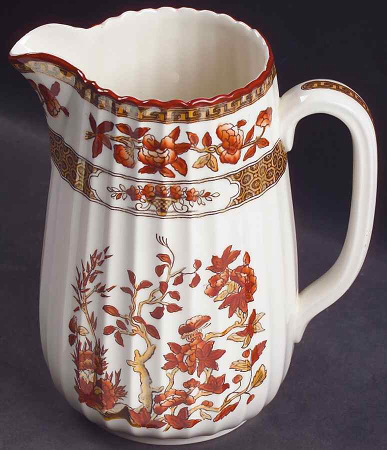 Indian Tree (Orange Rust, Scallop, Red Trim) 28 Oz Pitcher by Spode-1
