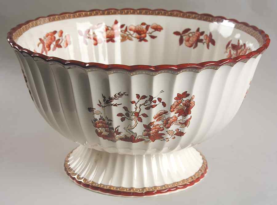 Indian Tree (Orange Rust, Scallop, Red Trim) Large Fruit Bowl by Spode-1