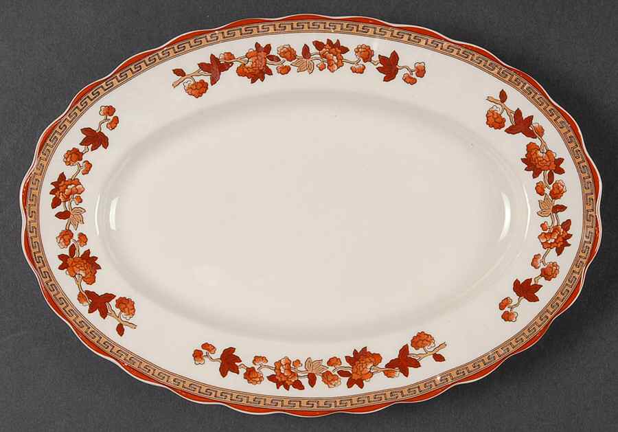 Indian Tree (Orange Rust, Scallop, Red Trim) Relish/Gravy Underplate by Spode-1