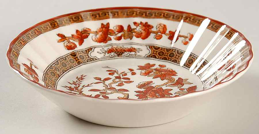Indian Tree (Orange Rust, Scallop, Red Trim) Fruit/Dessert (Sauce) Bowl by Spode-1