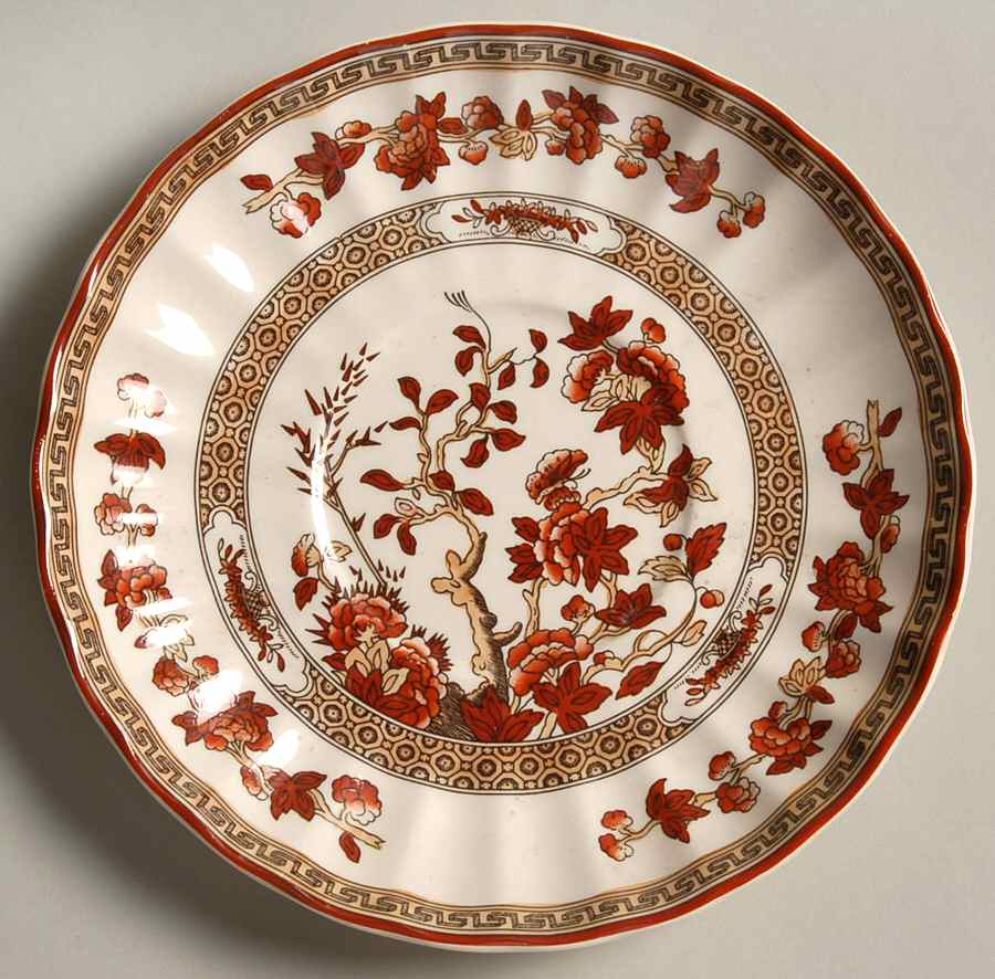 Indian Tree (Orange Rust, Scallop, Red Trim) Saucer for Flat Cup by Spode-1