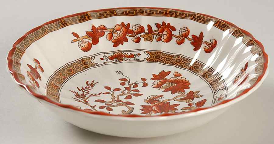 Indian Tree (Orange Rust, Scallop, Red Trim) Coupe Cereal Bowl by Spode-1