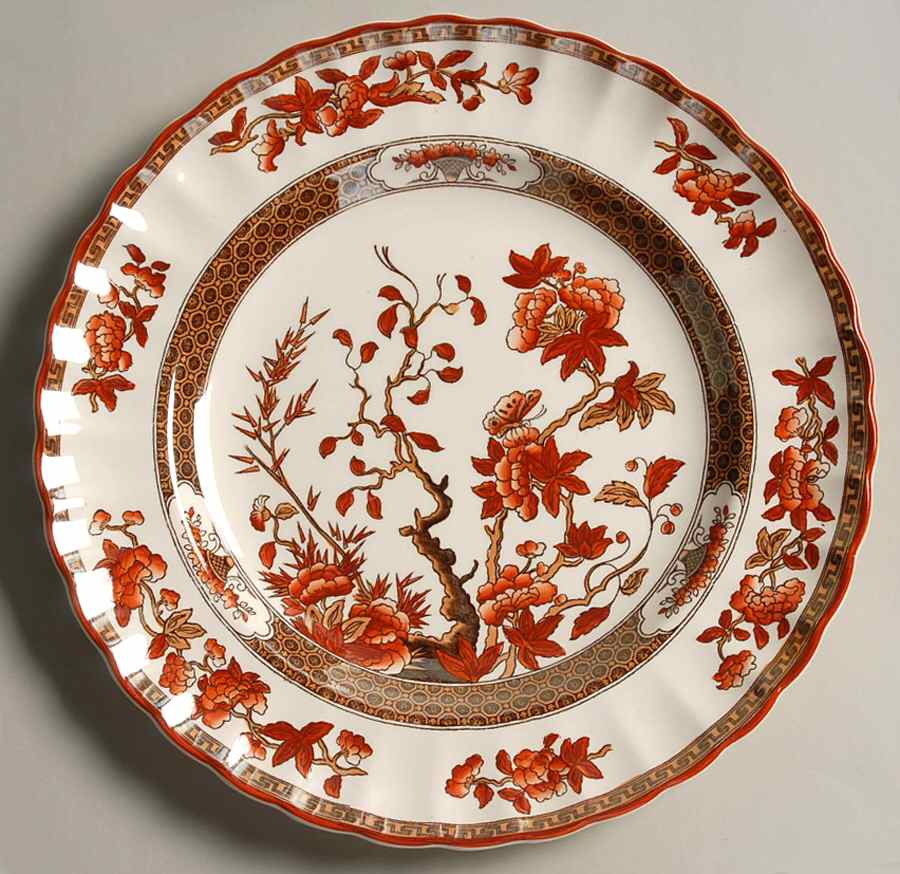Indian Tree (Orange Rust, Scallop, Red Trim) Luncheon Plate by Spode-1