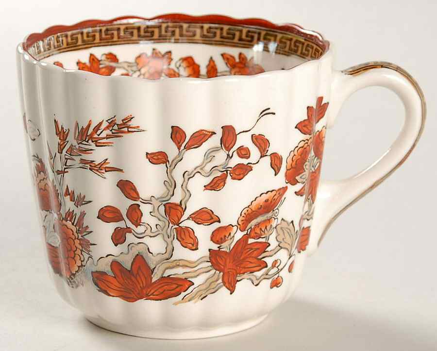 Indian Tree (Orange Rust, Scallop, Red Trim) Flat Cup by Spode-1