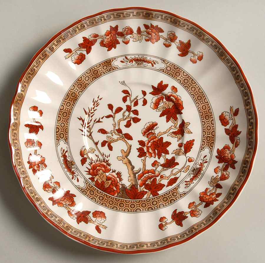 Indian Tree (Orange Rust, Scallop, Red Trim) Saucer for Footed Cup by Spode-1