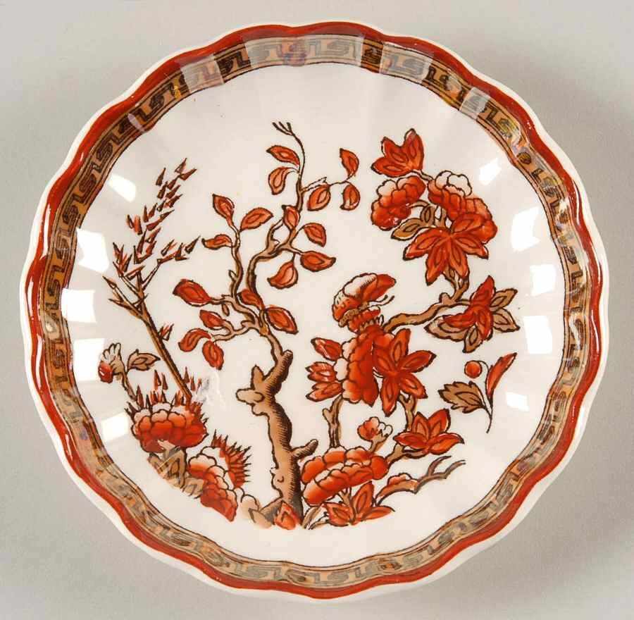 Indian Tree (Orange Rust, Scallop, Red Trim) Butter Pat by Spode-1
