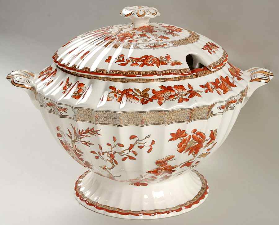 Indian Tree (Orange Rust, Scallop, Red Trim) Tureen & Lid by Spode-1