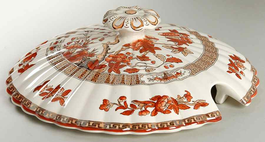 Indian Tree (Orange Rust, Scallop, Red Trim) Lid for Tureen by Spode-1