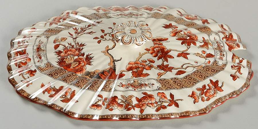 Indian Tree (Orange Rust, Scallop, Red Trim) Lid for Oval Tureen by Spode-1