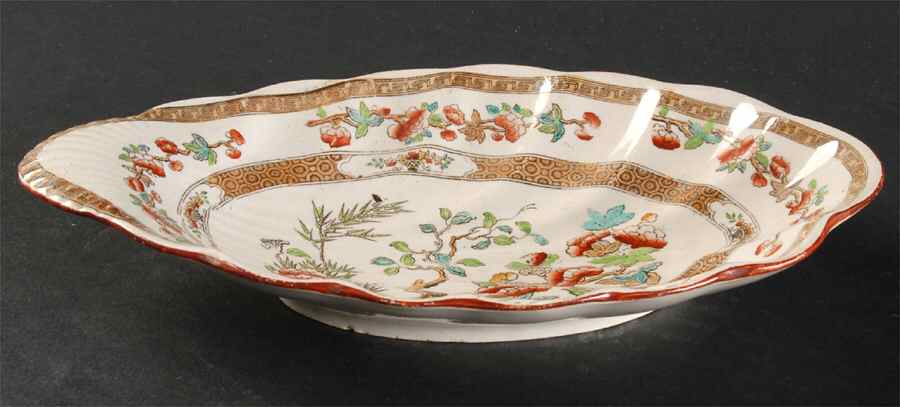 Indian Tree (Orange Rust, Green, Scallop, Red Trim) Relish by Spode-1