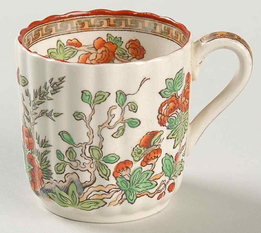 Indian Tree (Orange Rust, Green, Scallop, Red Trim) Flat Demitasse Cup by Spode-1