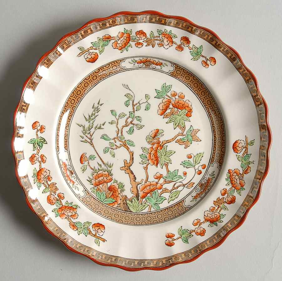 Indian Tree (Orange Rust, Green, Scallop, Red Trim) Bread & Butter Plate by Spode-1