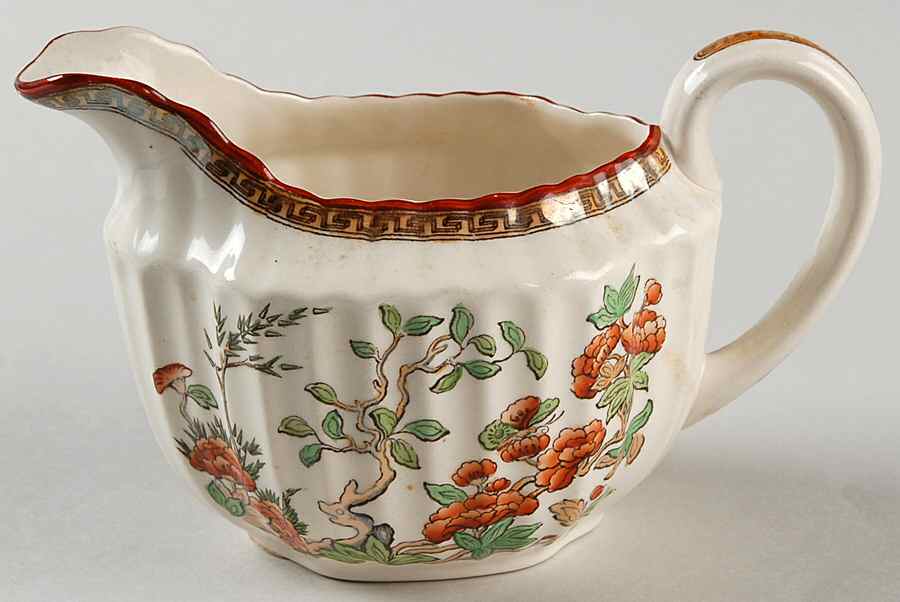 Indian Tree (Orange Rust, Green, Scallop, Red Trim) Creamer by Spode-1