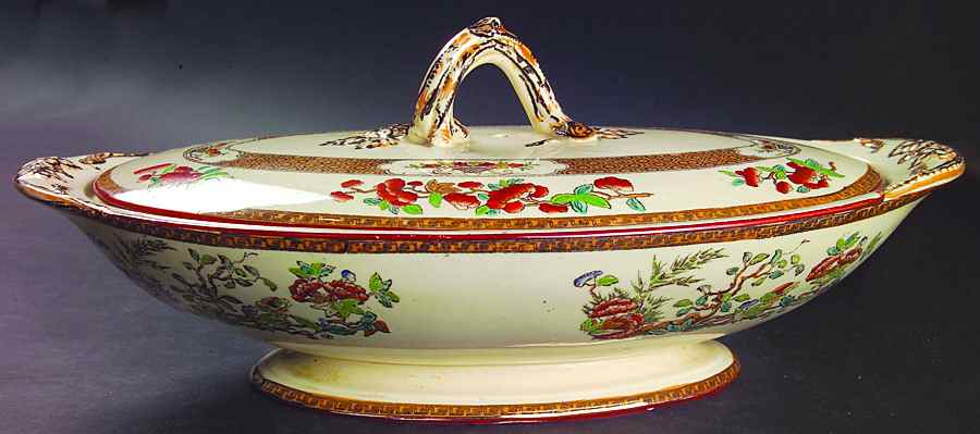 Indian Tree (Turquoise, Green, Rust, Smooth) Oval Covered Vegetable by Spode-1