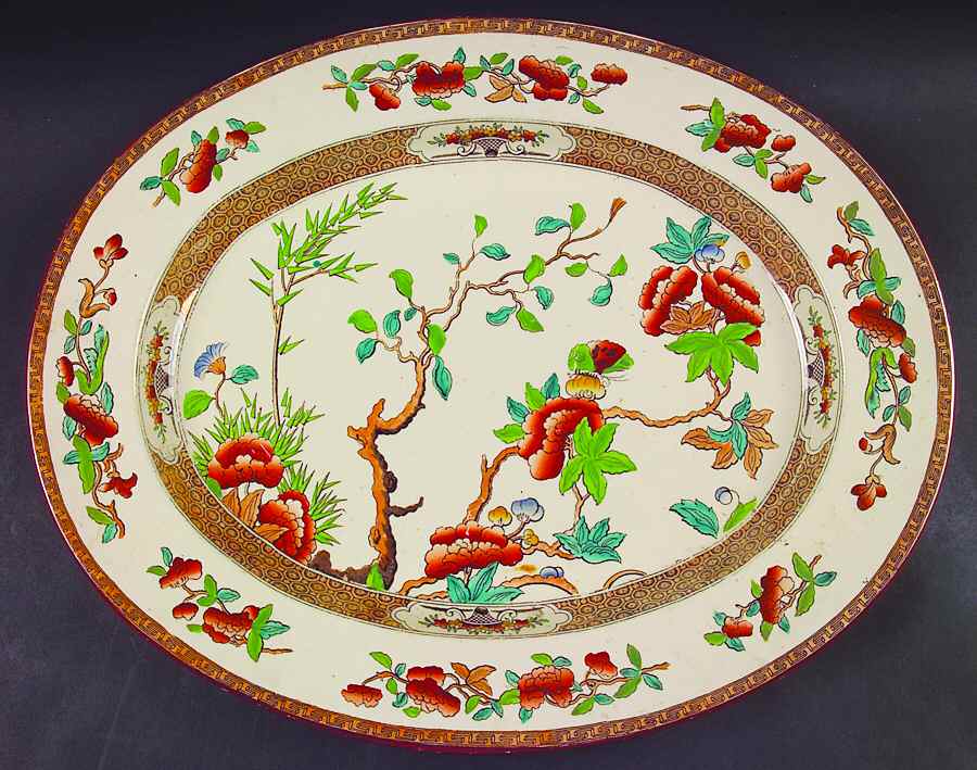 Indian Tree (Turquoise, Green, Rust, Smooth) 17" Oval Serving Platter by Spode-1