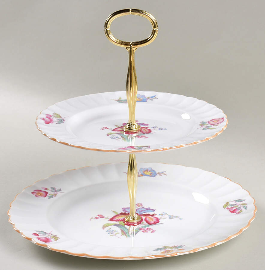 Iris 6 5/8"-10"  2 Tiered Serving Tray (Dp, Sp) HC by Spode-1