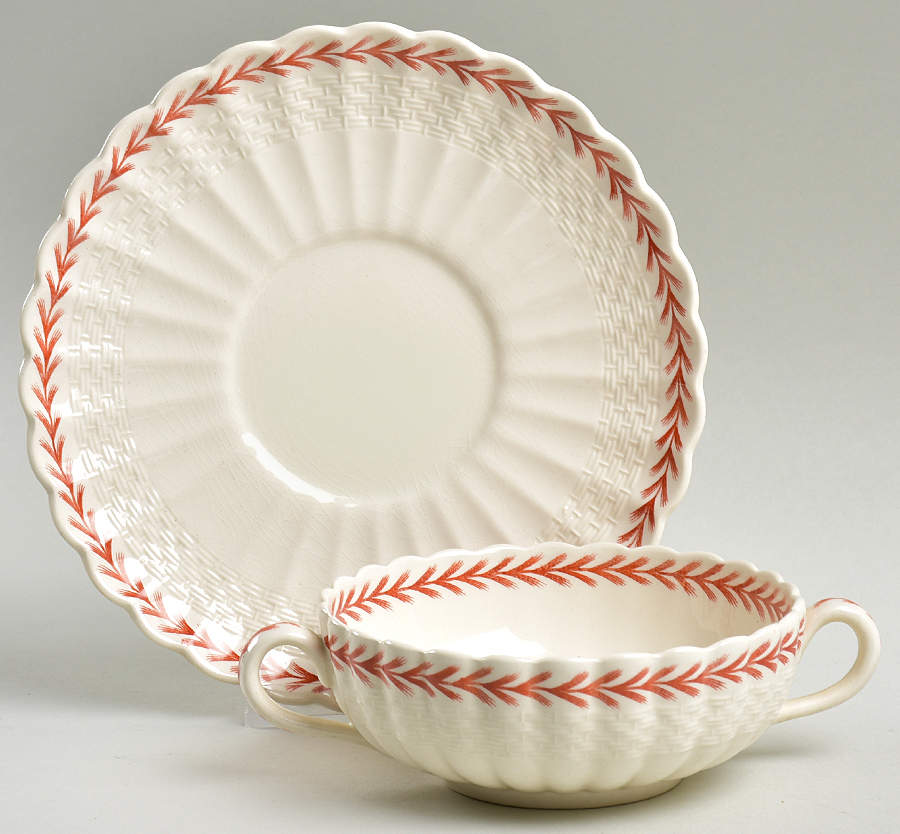 Ivanhoe Rust Flat Cream Soup Bowl & Saucer Set by Spode-1