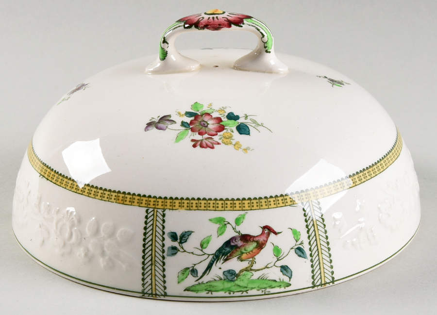 June (Green & Yellow, Embossed) Lid for Muffin Dish by Spode-1