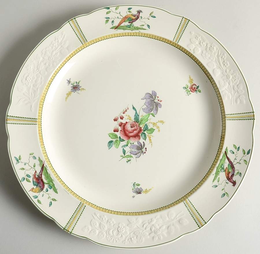 June (Green & Yellow, Embossed) 12" Chop Plate (Round Platter) by Spode-1