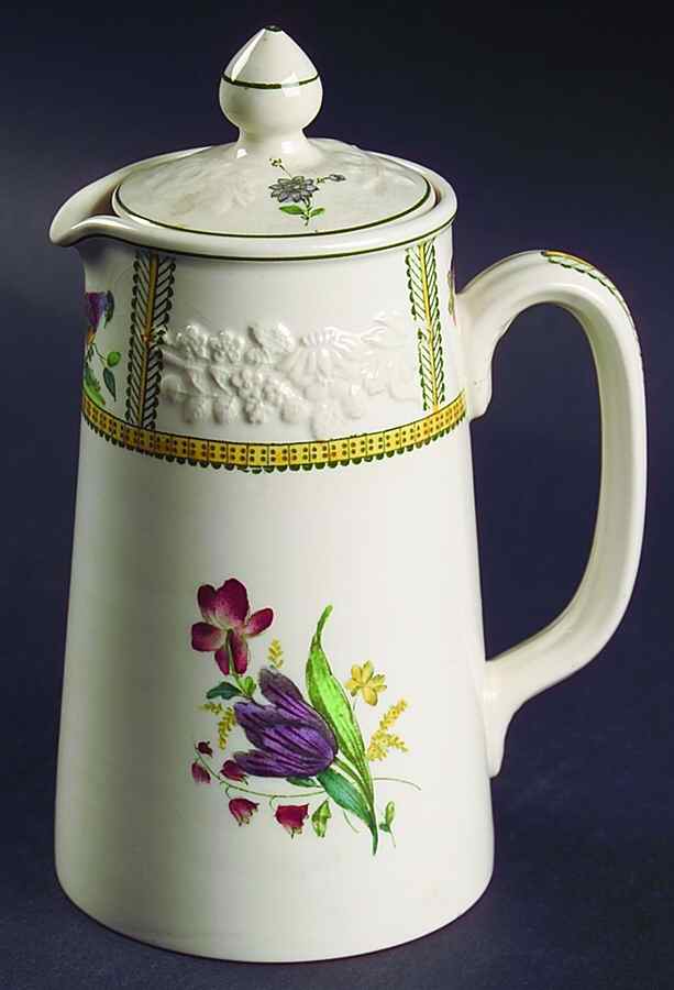 June (Green & Yellow, Embossed) Hot Water Jug & Lid by Spode-1