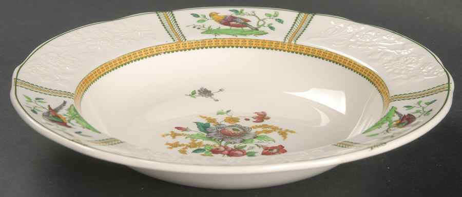 June (Green & Yellow, Embossed) Rim Soup Bowl by Spode-1