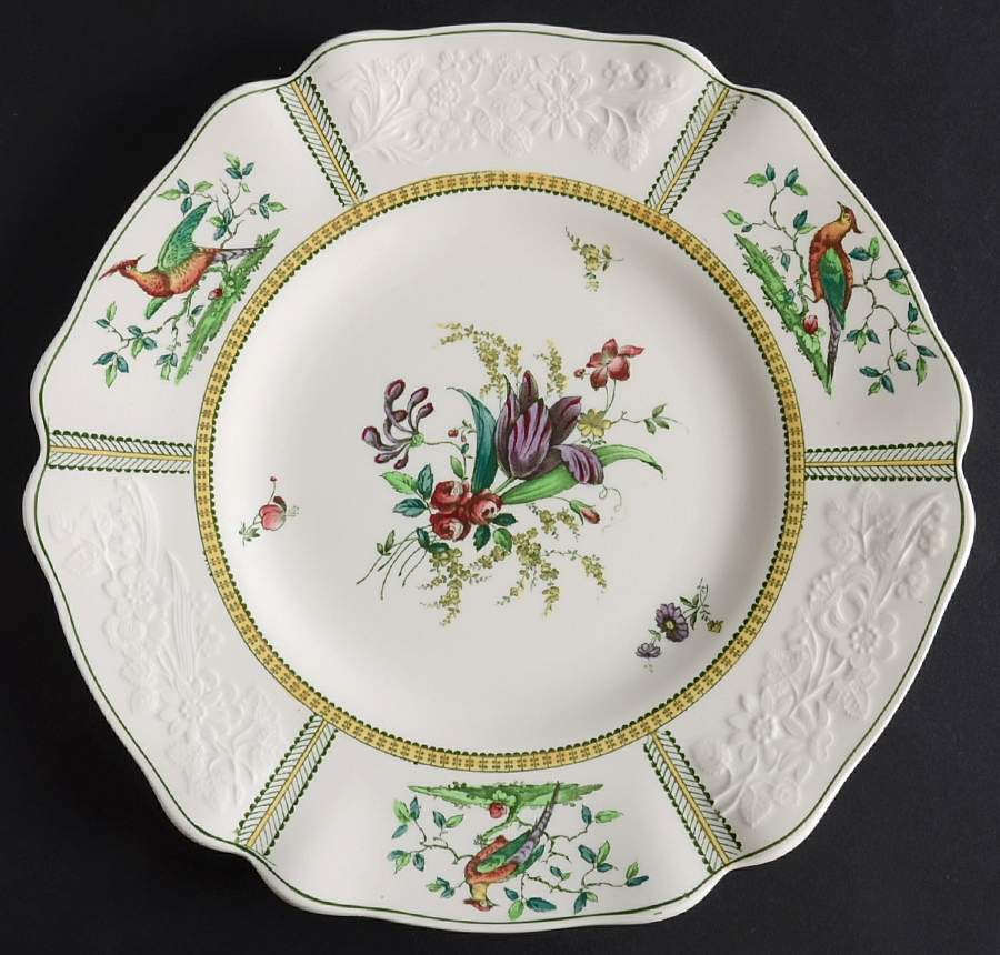 June (Green & Yellow, Embossed) Square Luncheon Plate by Spode-1