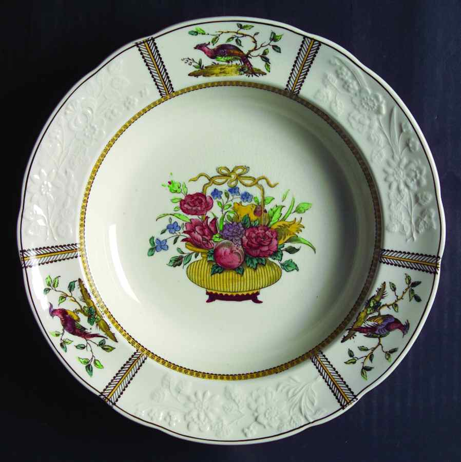 June (Basket Center) Large Rim Soup Bowl by Spode-1