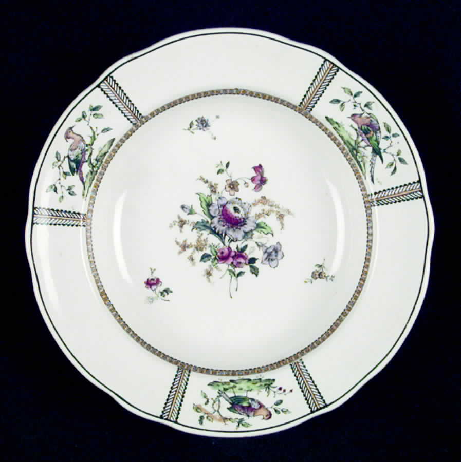 June (Green & Yellow, Not Embossed) Rim Soup Bowl by Spode-1
