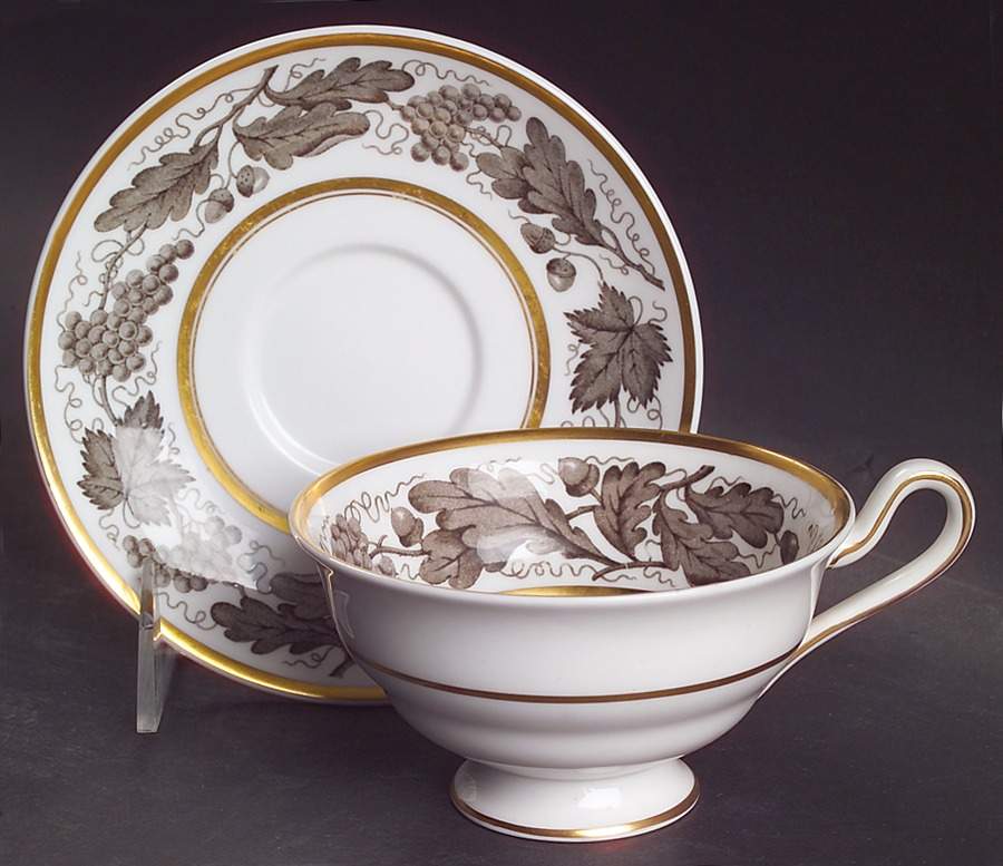 Kent Grey Footed Cup & Saucer Set by Tiffany-1