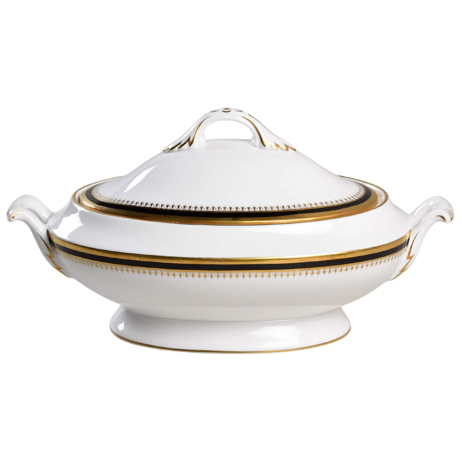 Knightsbridge Black Oval Covered Vegetable by Spode-1