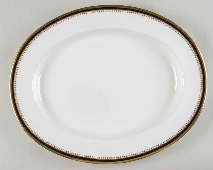 Knightsbridge Black 16" Oval Serving Platter by Spode-1