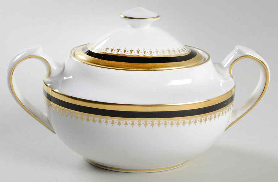 Knightsbridge Black Sugar Bowl & Lid by Spode-1