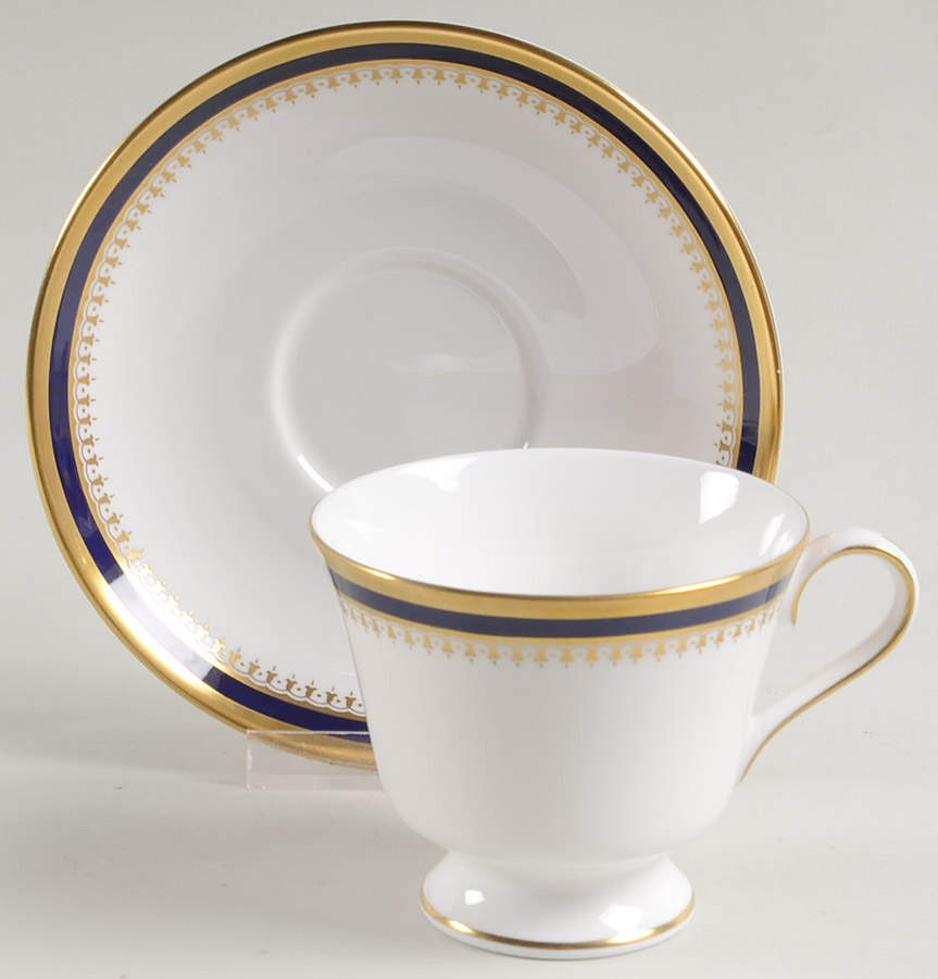 Knightsbridge Cobalt Blue Footed Cup & Saucer Set by Spode-1