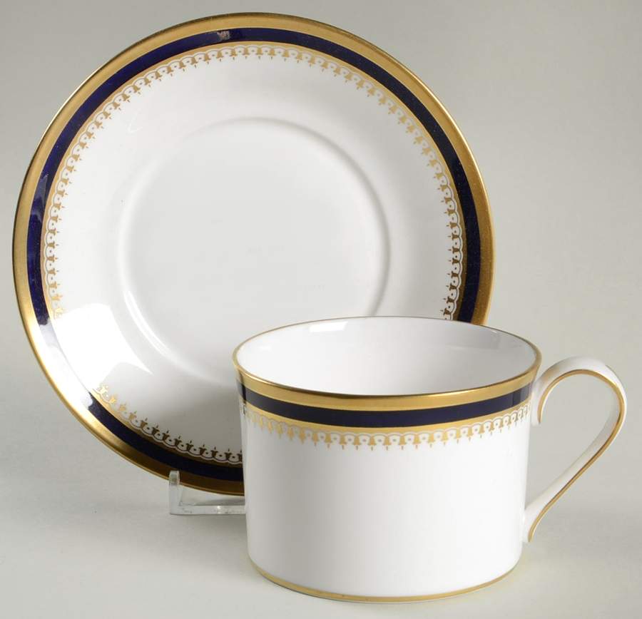 Knightsbridge Cobalt Blue Flat Cup & Saucer Set by Spode-1