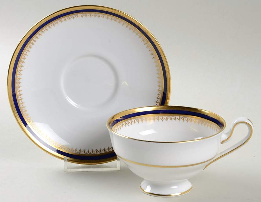 Knightsbridge Cobalt Blue Footed Cup & Saucer Set by Spode-1