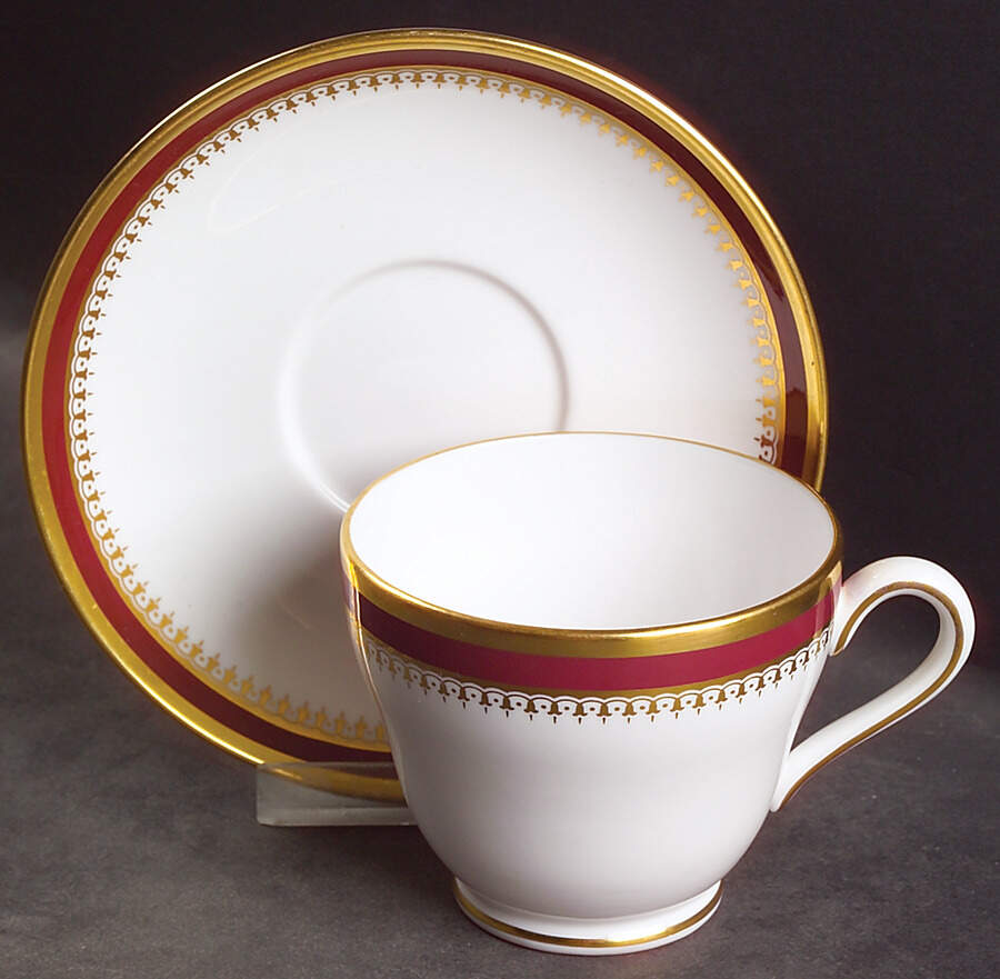 Knightsbridge Crimson Footed Cup & Saucer Set by Spode-1