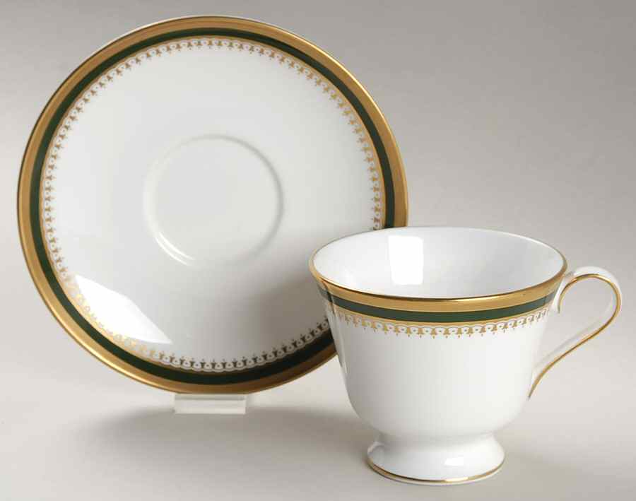 Knightsbridge Leather Green Footed Cup & Saucer Set by Spode-1