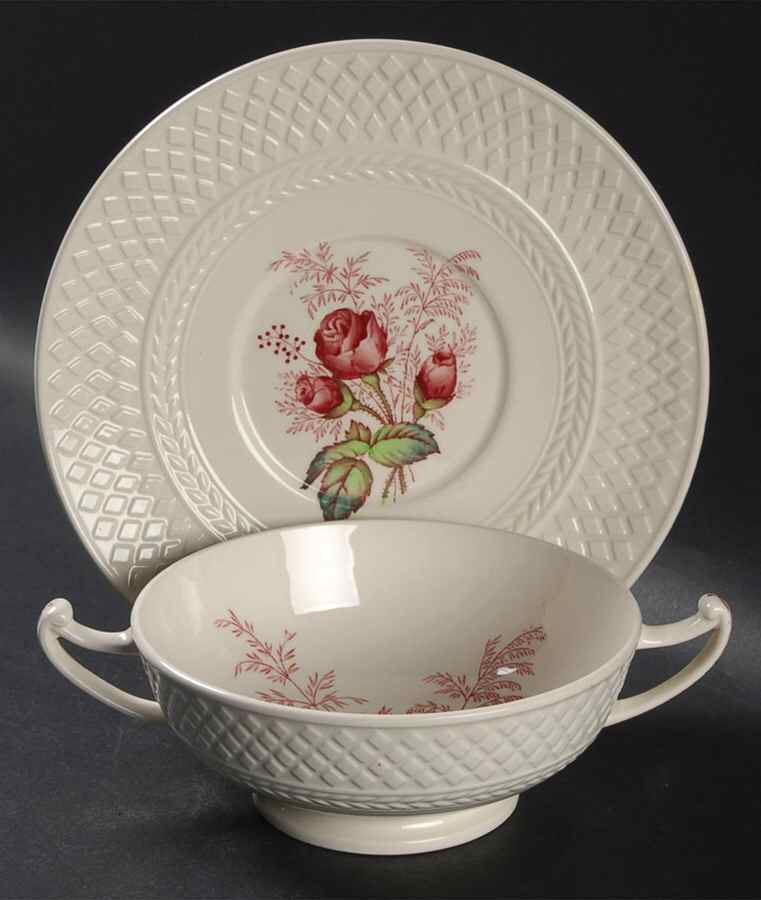 Lady Anne Footed Cream Soup Bowl & Saucer Set by Spode-1